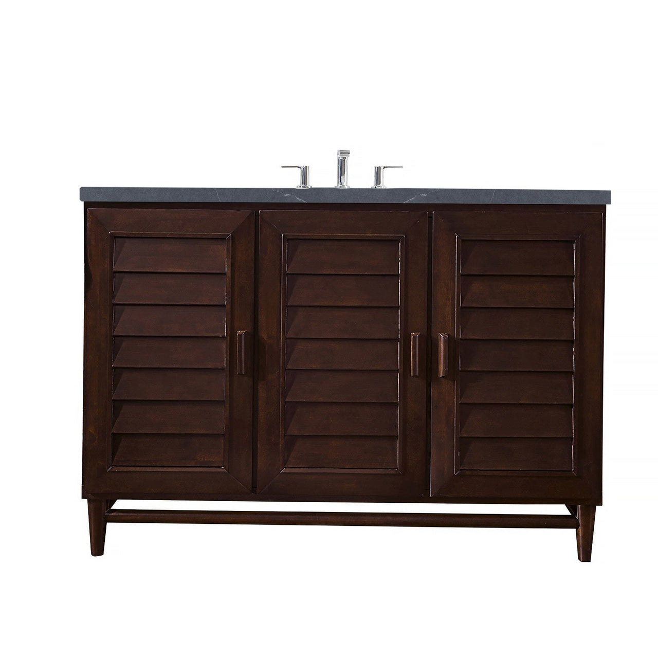 James Martin Portland 48" Single Vanity Vanity James Martin Burnished Mahogany w/ 3 CM Charcoal Soapstone Quartz Top 