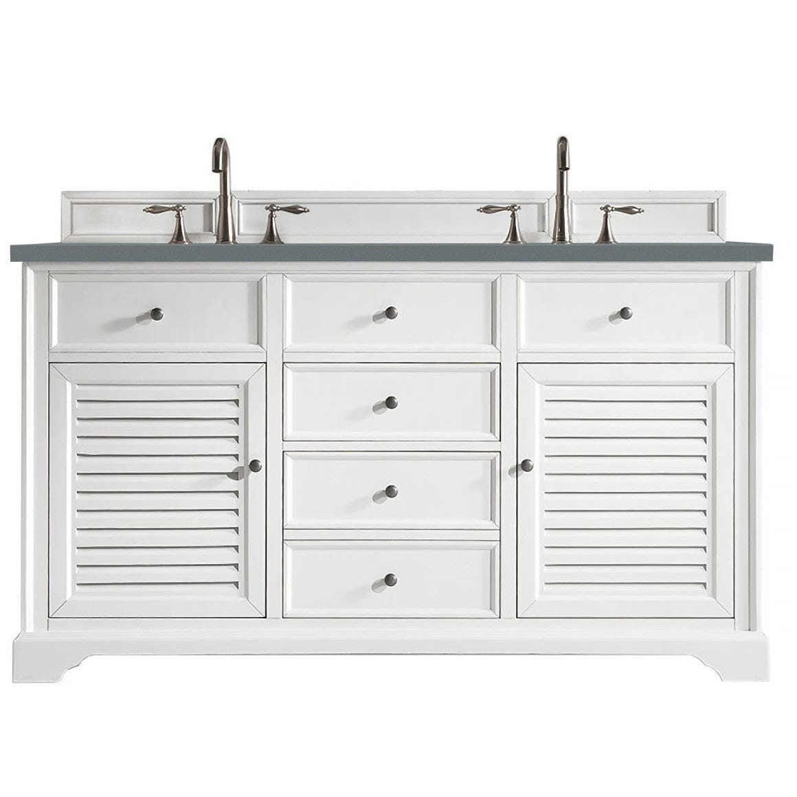 James Martin Savannah 60" Double Vanity Vanity James Martin Bright White w/ 3 CM Cala Blue Quartz Top 