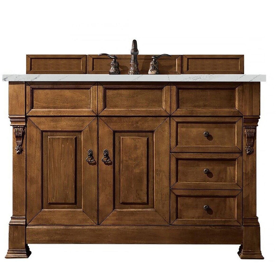 James Martin Brookfield 48" Single Vanity Vanities James Martin Country Oak w/ 3 CM Ethereal Noctis Quartz Top 