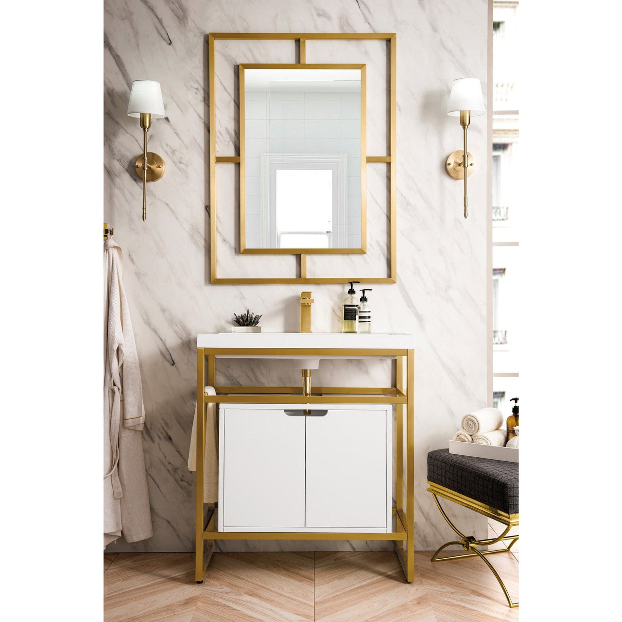 James Martin Boston 31.5" Stainless Steel Sink Console With Storage Cabinet Console James Martin 