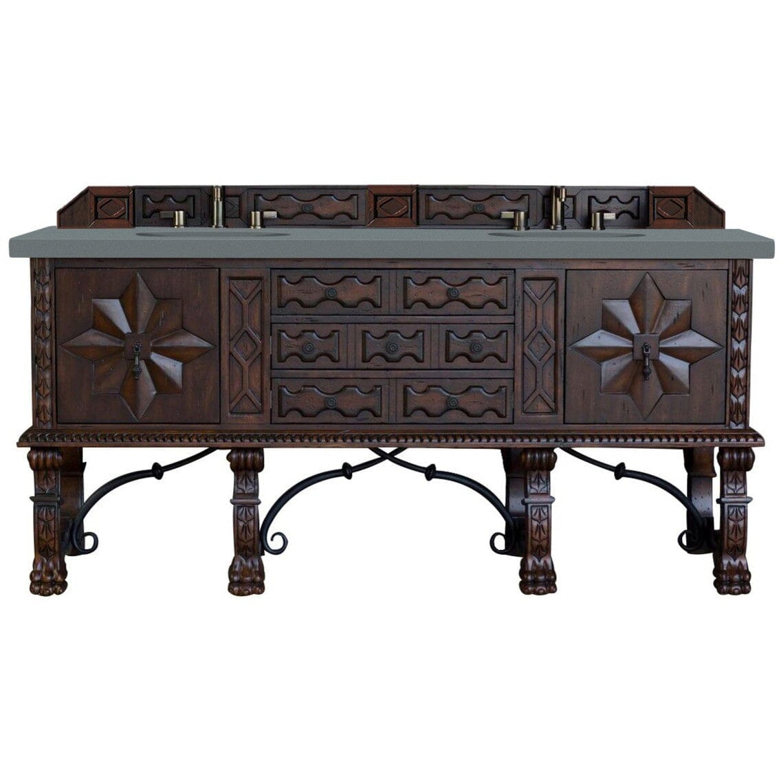 James Martin Balmoral 72" Double Vanity Vanity James Martin Antique Walnut w/ 3 CM Cala Blue Quartz Top 