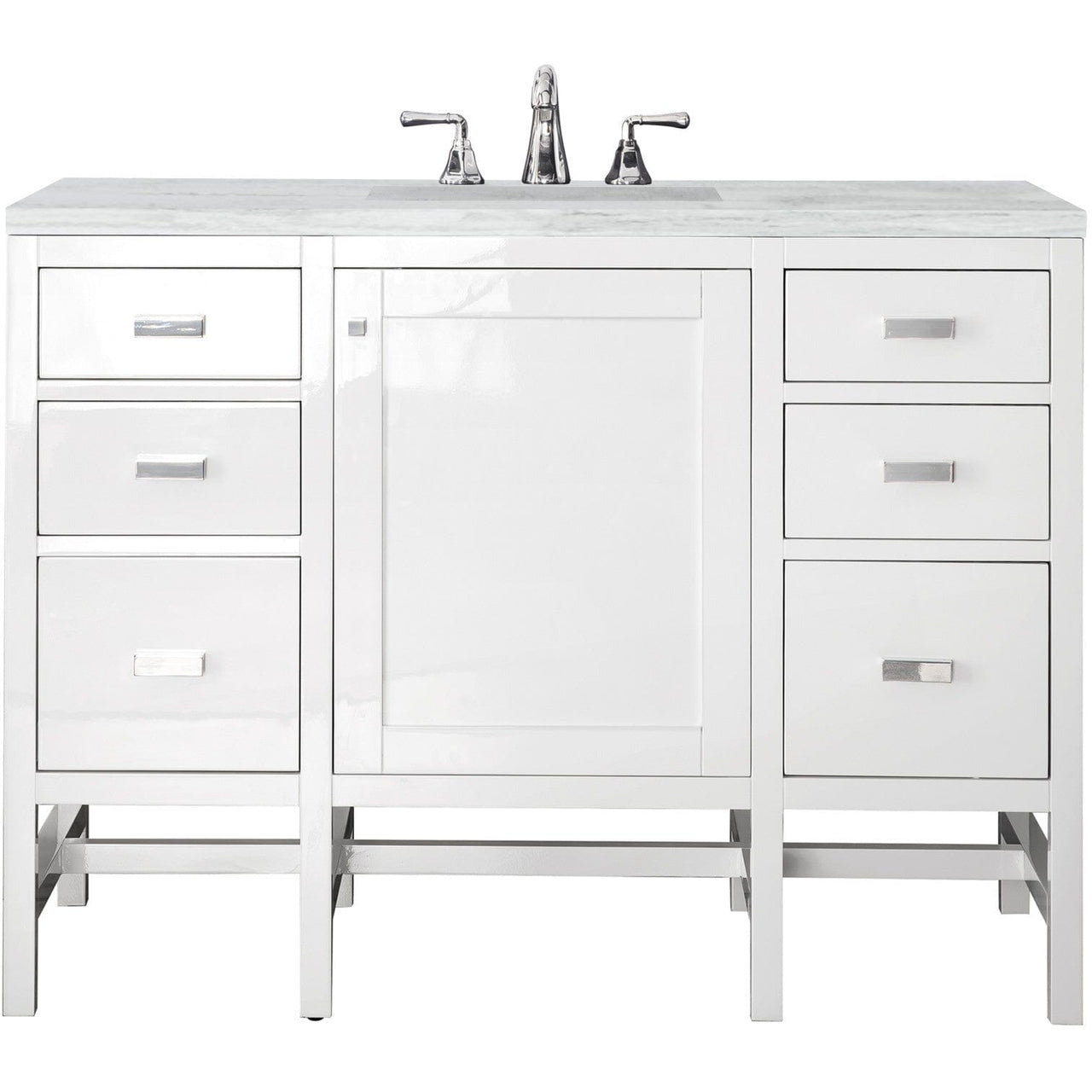 James Martin Addison 48" Single Vanity Vanity James Martin Glossy White w/ 3 CM Arctic Fall Solid Surface Countertop 
