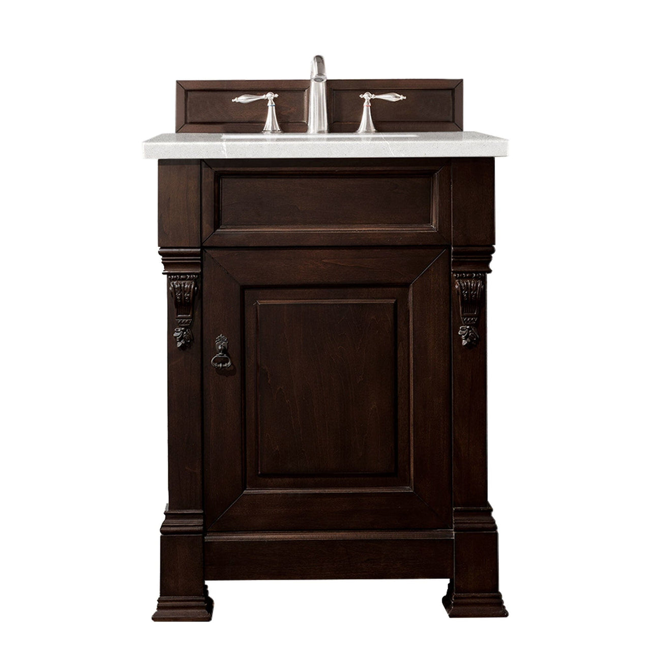 James Martin Brookfield 26" Single Vanity Vanities James Martin Burnished Mahogany w/ 3 CM Eternal Serena Quartz Top 