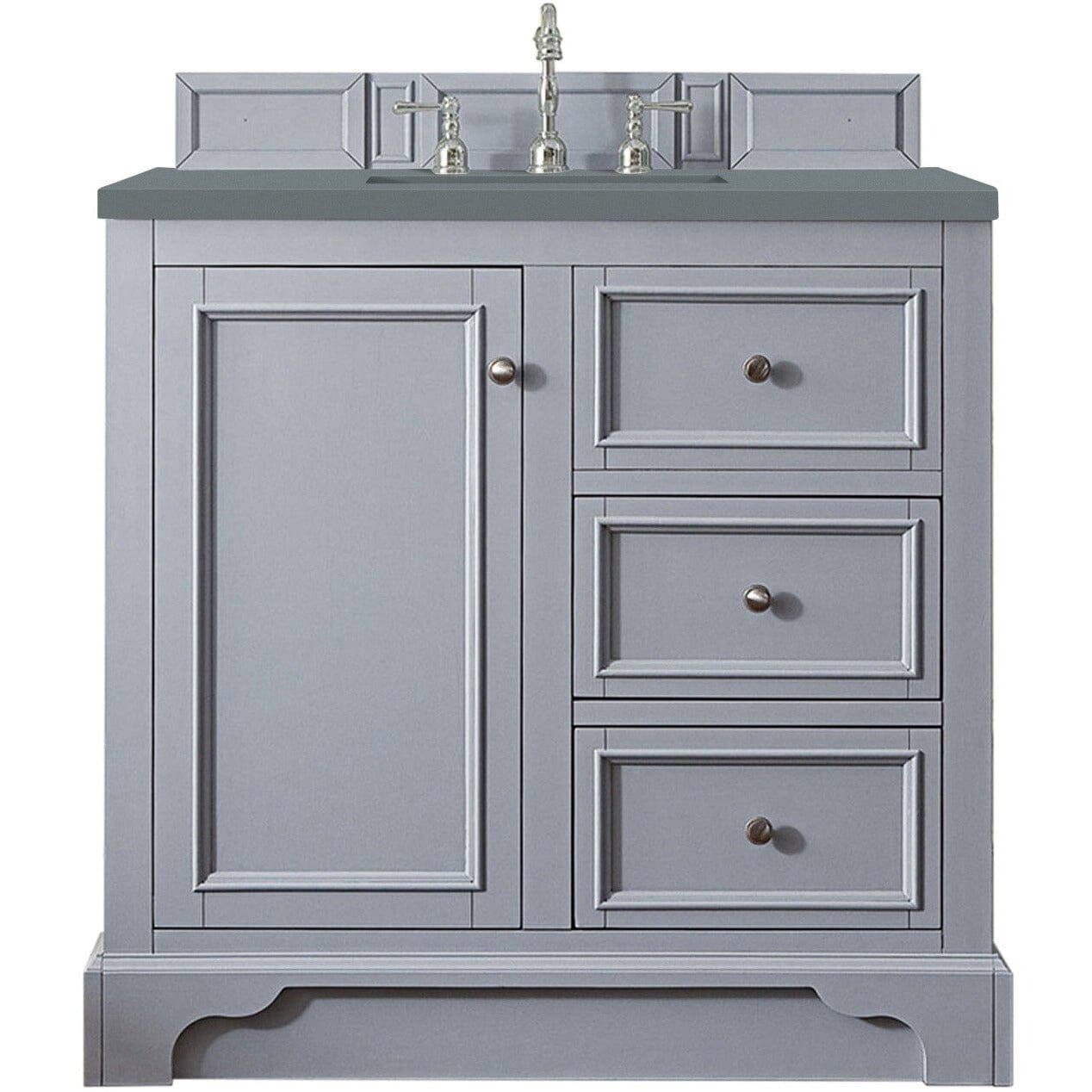 James Martin De Soto 36" Single Vanity Vanity James Martin Silver Gray w/ 3 CM Cala Blue Quartz Top 