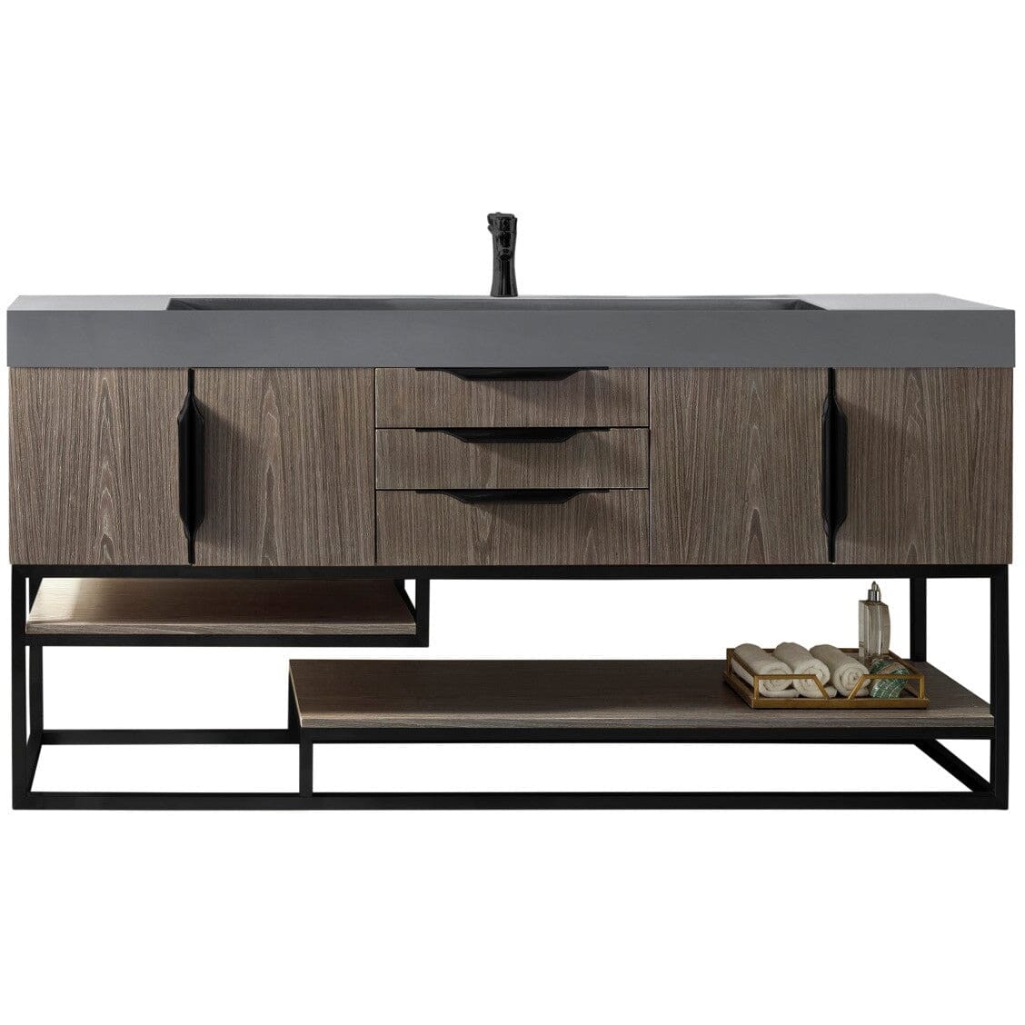 James Martin Columbia 72" Single Vanity Vanity James Martin Ash Gray - Matte Black w/ Dusk Grey Glossy Composite Top 