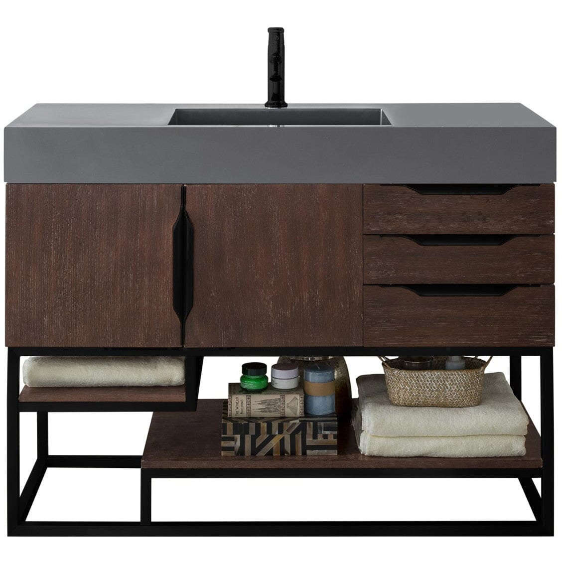 James Martin Columbia 48" Single Vanity Vanity James Martin Coffee Oak - Matte Black w/ Dusk Grey Glossy Composite Top 