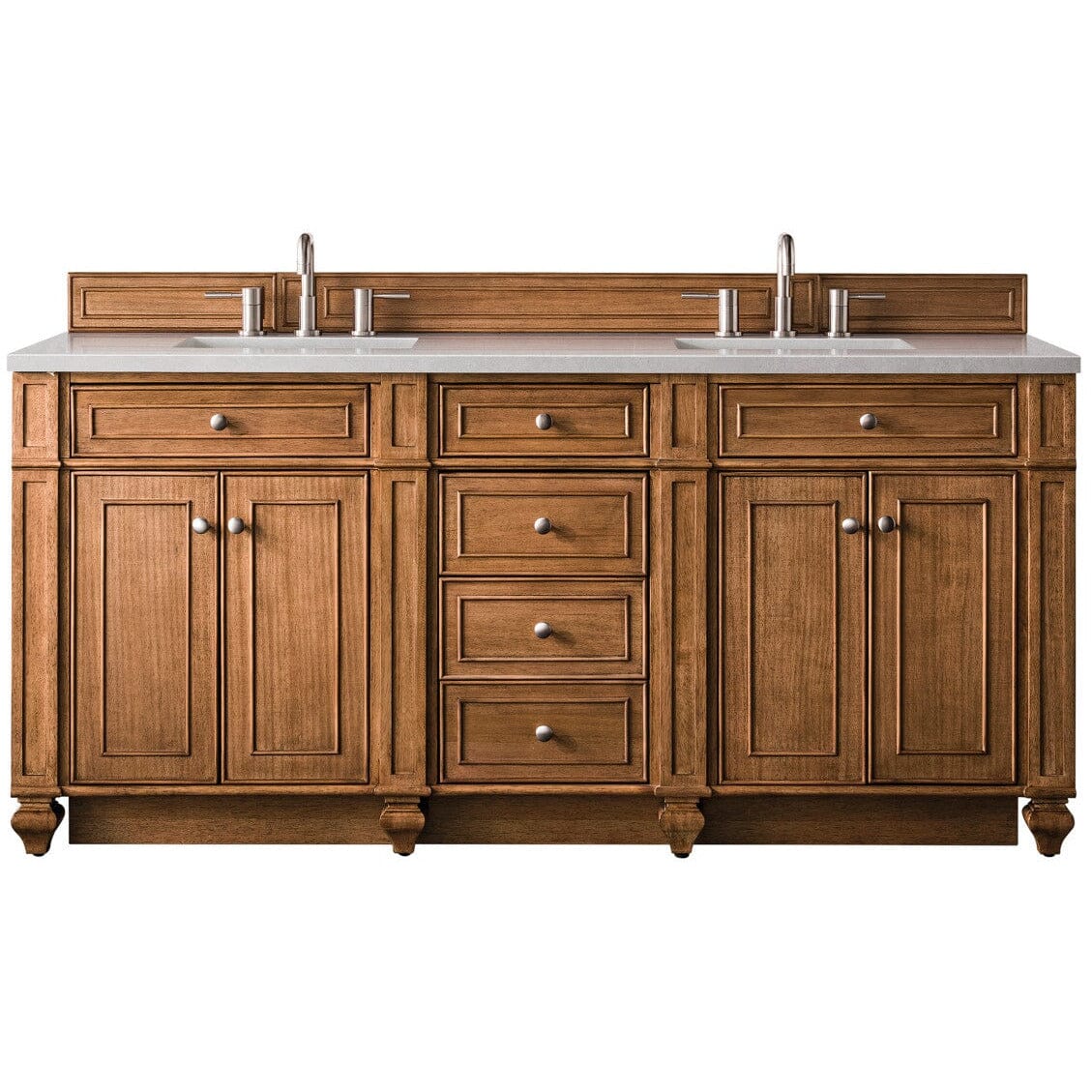 James Martin Bristol 72" Double Vanity Vanity James Martin Saddle Brown w/ 3 CM Eternal Serena Quartz Top 
