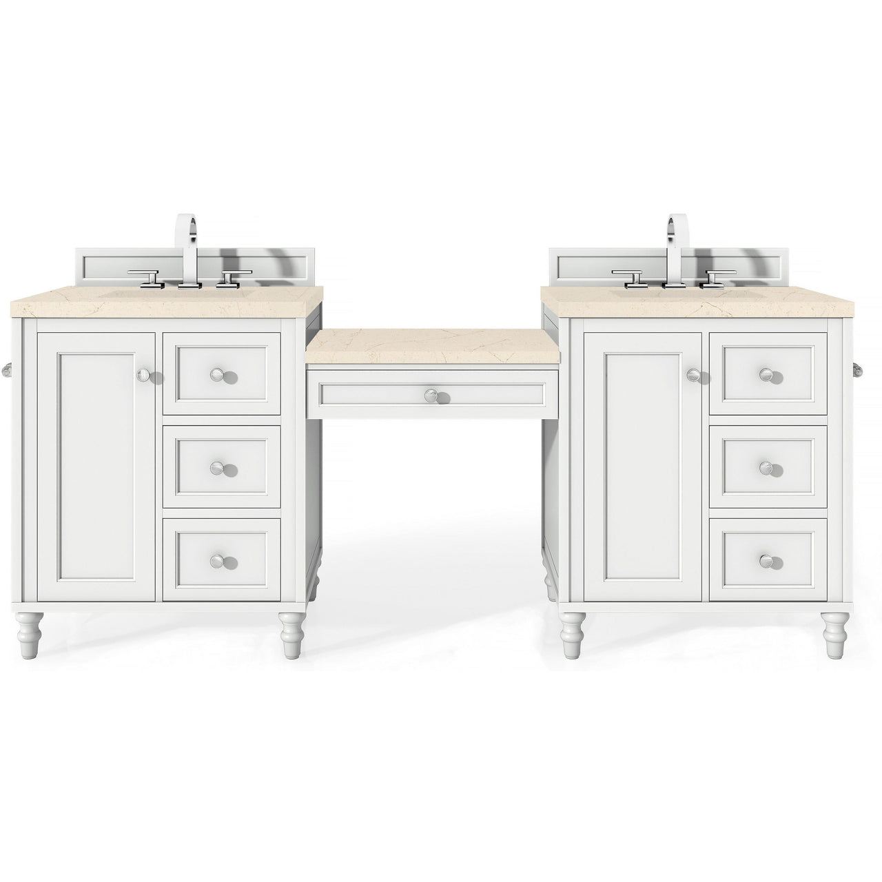 James Martin Copper Cove Encore 86" Double Vanity Set Vanity James Martin Bright White w/ 3 CM Eternal Marfil Quartz Top 