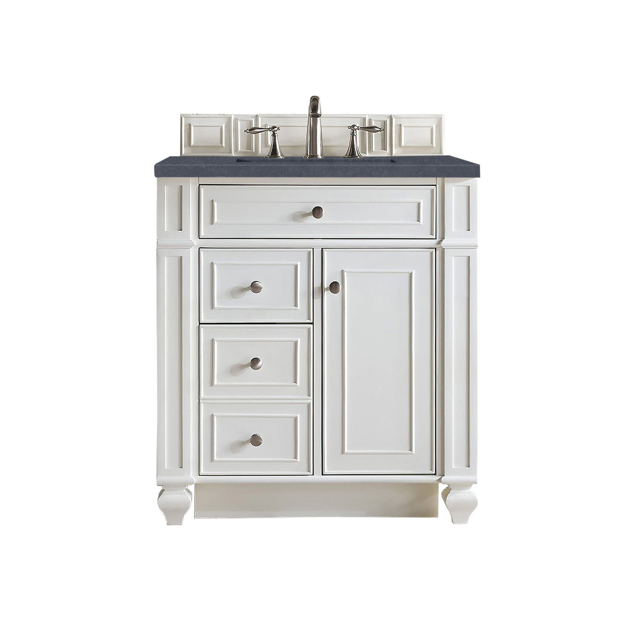 James Martin Bristol 30" Single Vanity Vanity James Martin Bright White w/ 3 CM Charcoal Soapstone Quartz Top 