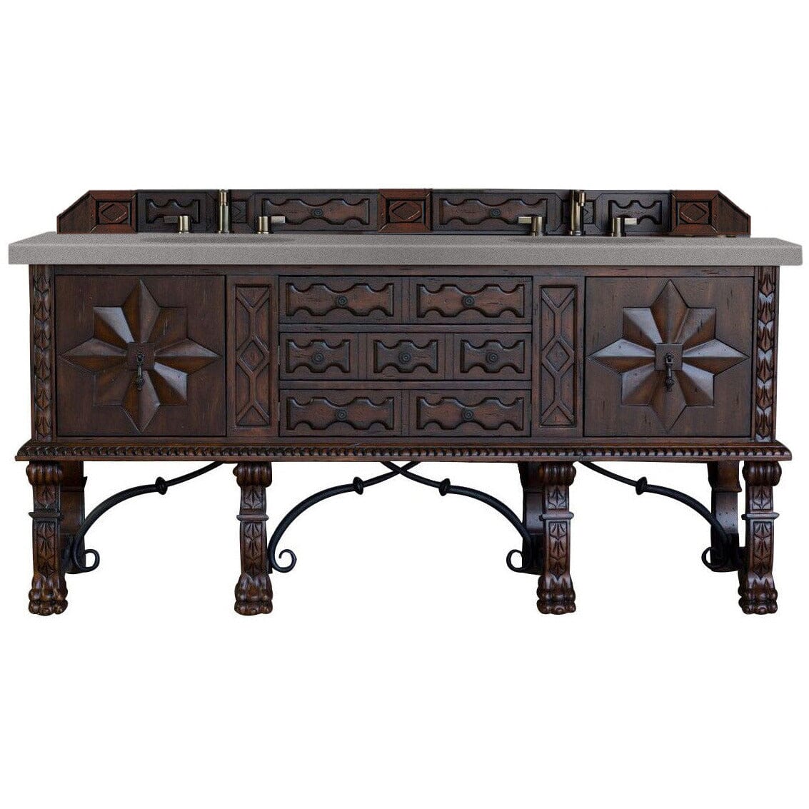 James Martin Balmoral 72" Double Vanity Vanity James Martin Antique Walnut w/ 3 CM Grey Expo Quartz Top 