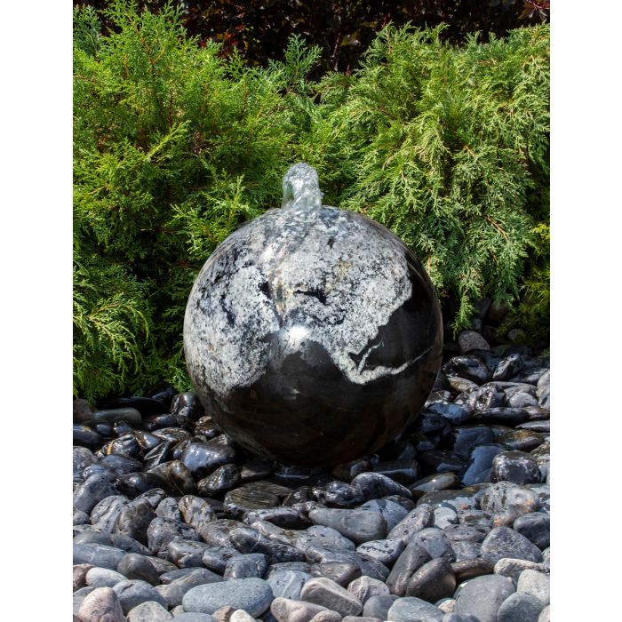 Real Stone Fountains ABART4220 20″ Black Flower Granite Sphere Fountain Fountain Blue Thumb 