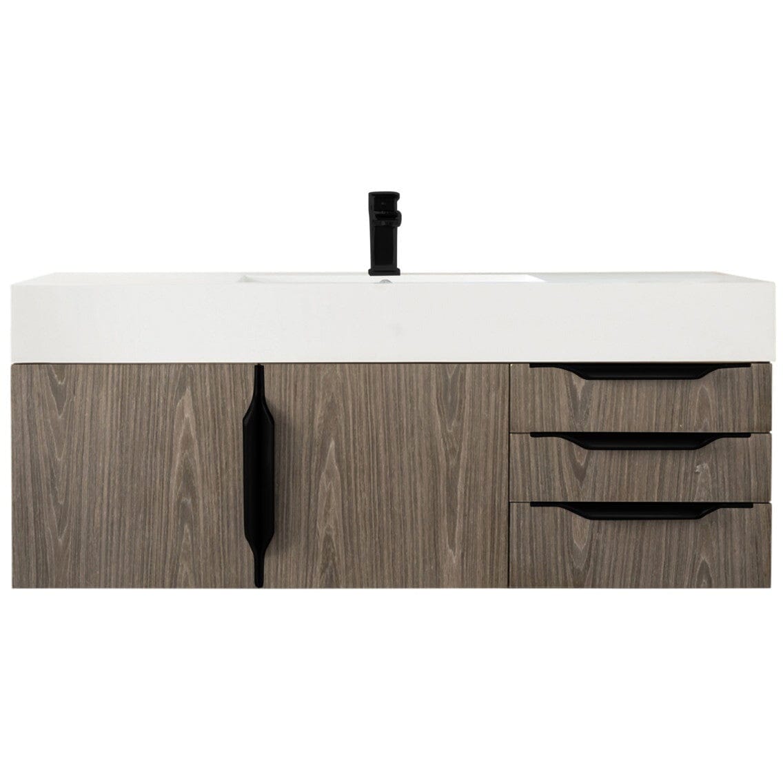 James Martin Mercer Island 48" Single Vanity Vanity James Martin Ash Gray - Matte Black w/ Glossy White Composite Top 