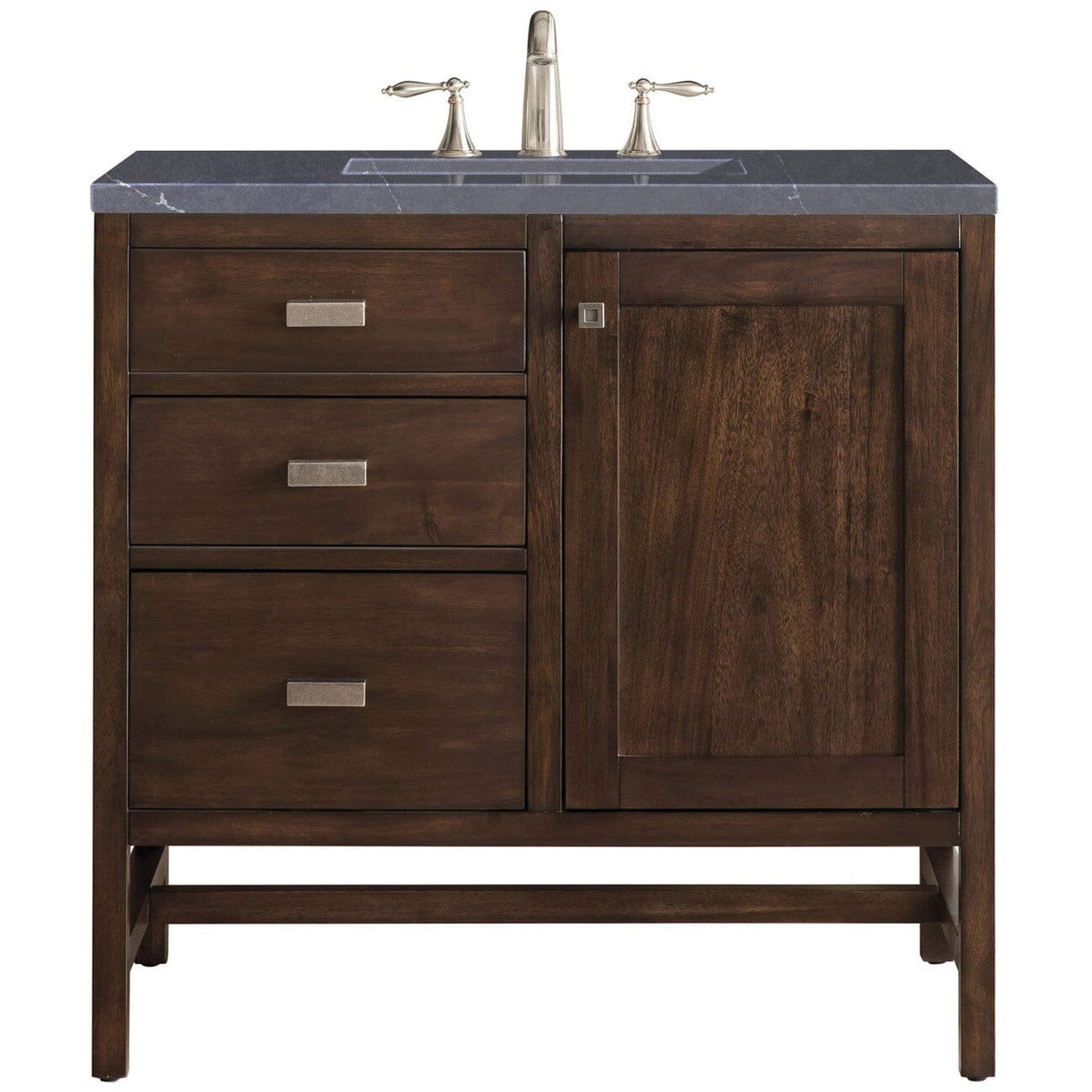James Martin Addison 36" Single Vanity Vanity James Martin Mid Century Acacia w/ 3 CM Charcoal Soapstone Quartz Top 