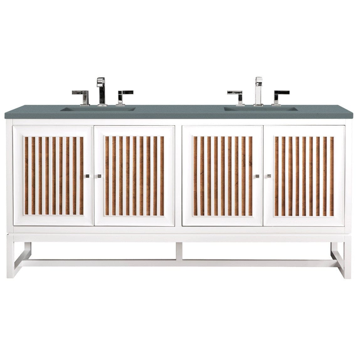 James Martin Athens 72" Double Vanity Vanity James Martin Glossy White w/ 3 CM Cala Blue Top 