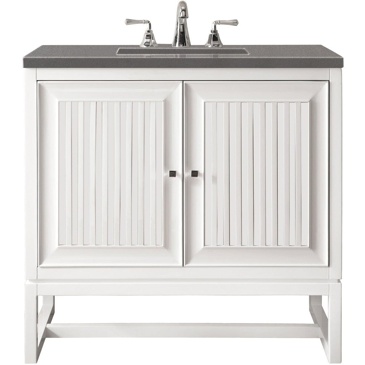 James Martin Athens 30" Single Vanity Vanity James Martin Glossy White w/ 3 CM Grey Expo Quartz Top 