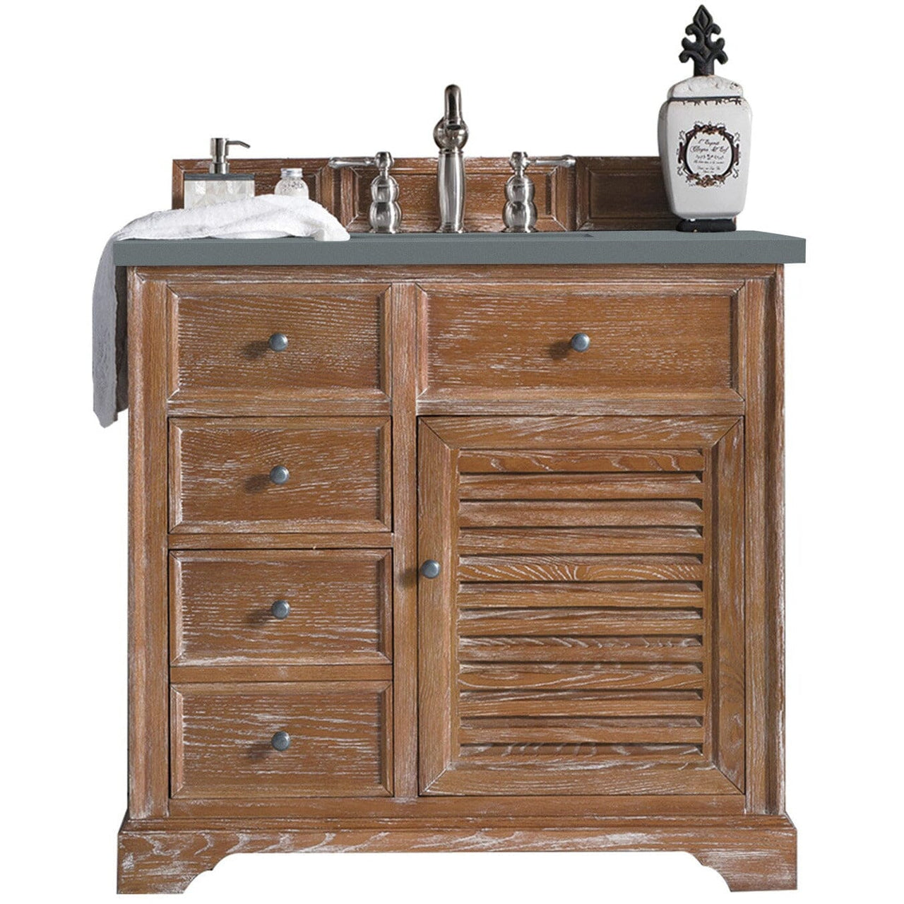 James Martin Savannah 36" Single Vanity Vanity James Martin Driftwood w/ 3 CM Cala Blue Quartz Top 
