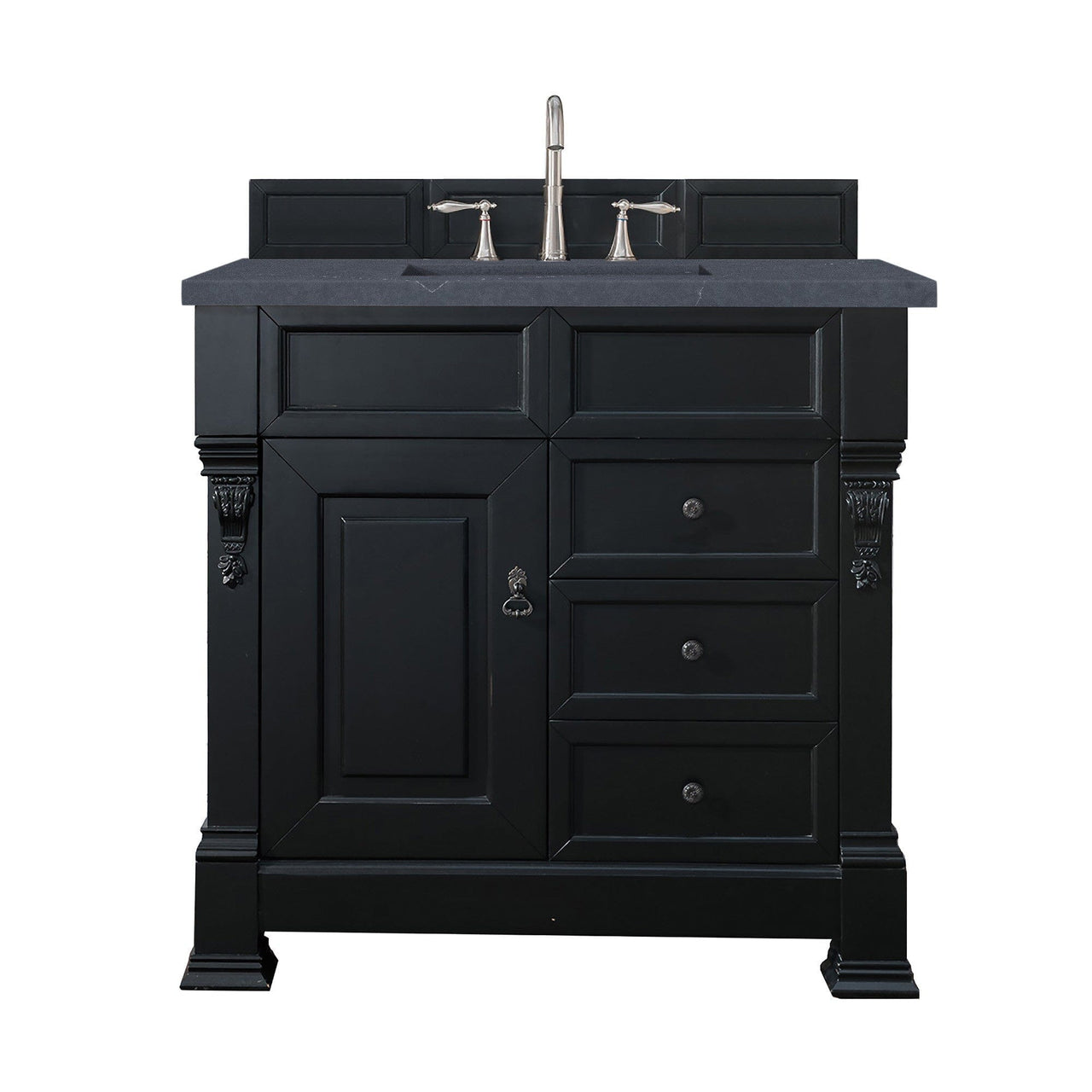 James Martin Brookfield 36" Single Vanity Vanities James Martin Antique Black w/ 3 CM Charcoal Soapstone Quartz Top 