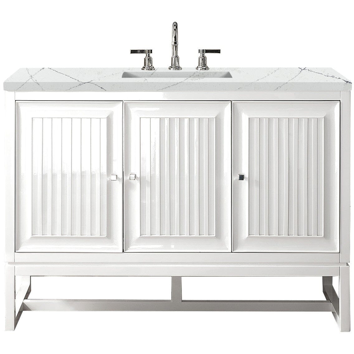 James Martin Athens 48" Single Vanity Vanity James Martin Glossy White w/ 3 CM Ethereal Noctis Top 
