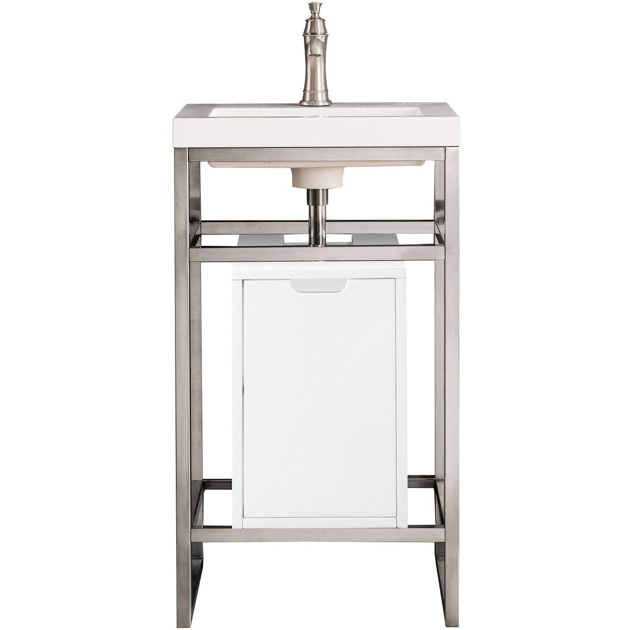 James Martin Boston 20" Stainless Steel Sink Console with Storage Cabinet Console James Martin Brushed Nickel 
