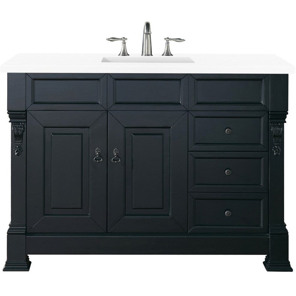 James Martin Brookfield 48" Single Vanity Vanities James Martin Antique Black w/ 3 CM Classic White Quartz Top 