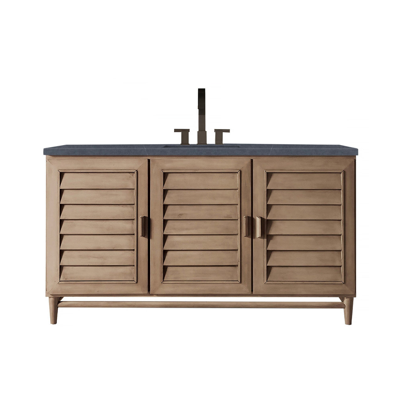 James Martin Portland 60" Single Vanity Vanity James Martin Whitewashed Walnut w/ 3 CM Charcoal Soapstone Quartz Top 