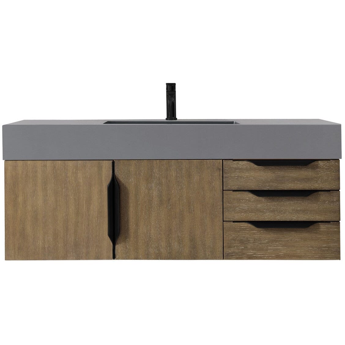 James Martin Mercer Island 48" Single Vanity Vanity James Martin Latte Oak - Matte Black w/ Dusk Grey Glossy Composite Top 