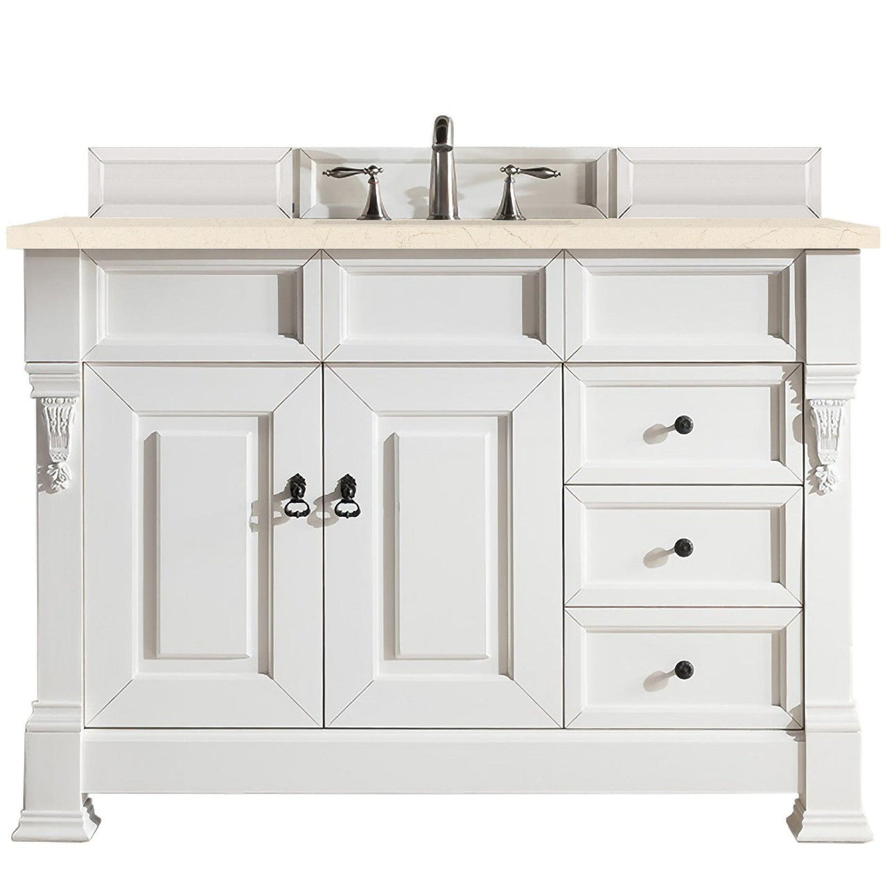 James Martin Brookfield 48" Single Vanity Vanities James Martin Bright White w/ 3 CM Eternal Marfil Quartz Top 