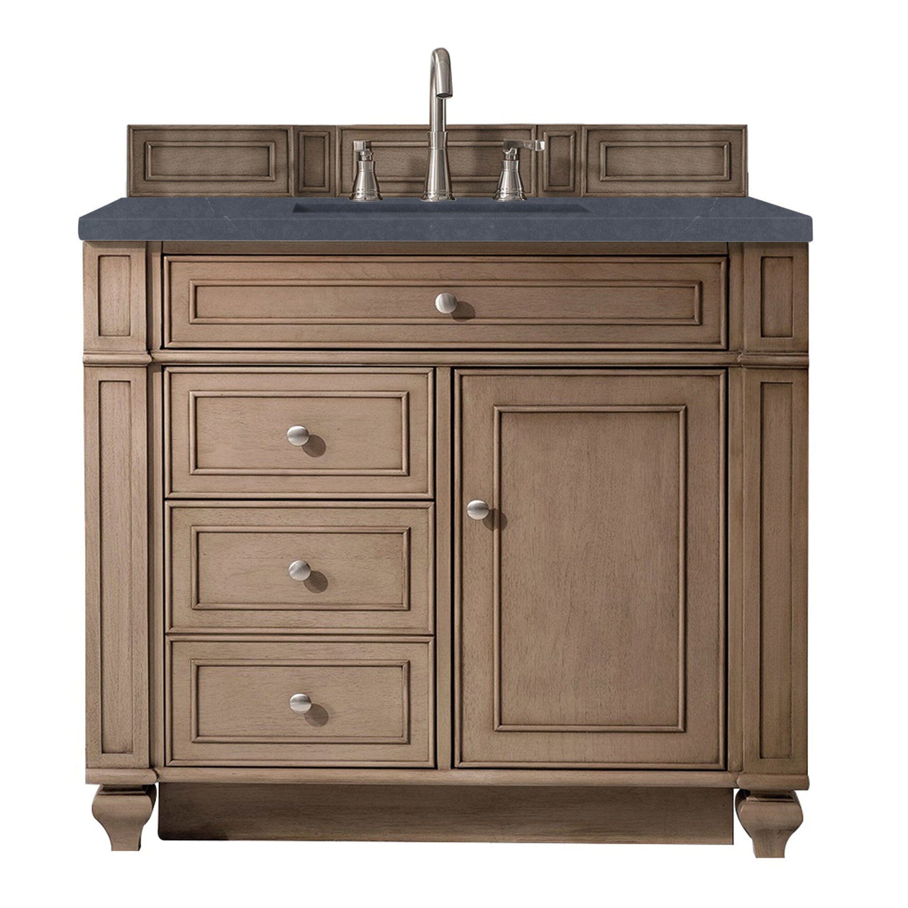 James Martin Bristol 36" Single Vanity Vanity James Martin Whitewashed Walnut w/ 3 CM Charcoal Soapstone Quartz Top 