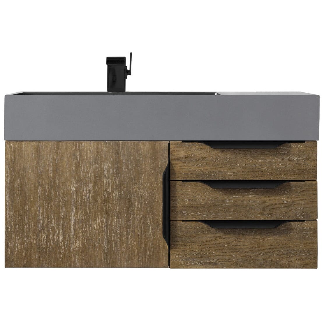 James Martin Mercer Island 36" Single Vanity Vanity James Martin Latte Oak - Matte Black w/ Dusk Grey Glossy Composite Top 