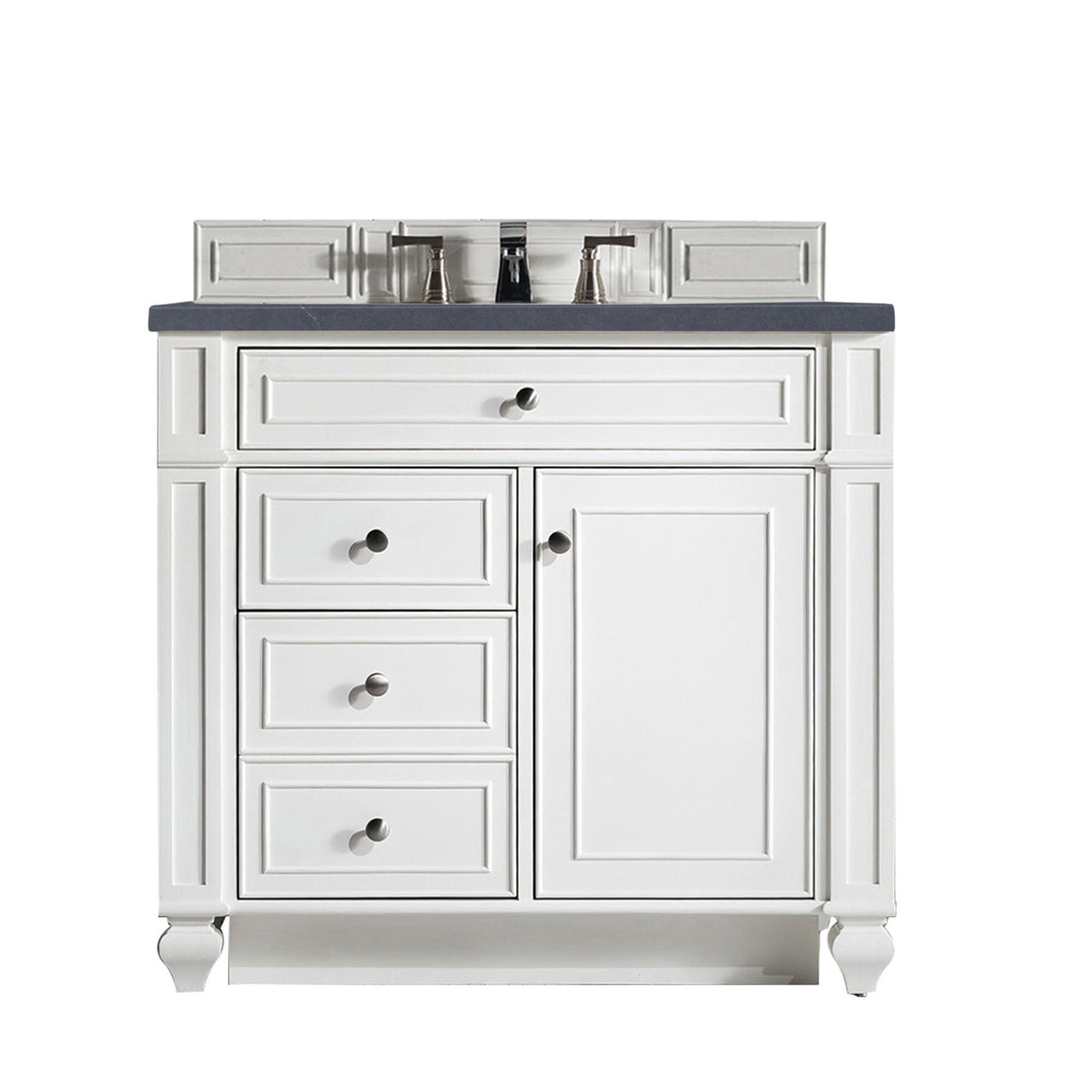 James Martin Bristol 36" Single Vanity Vanity James Martin Bright White w/ 3 CM Charcoal Soapstone Quartz Top 