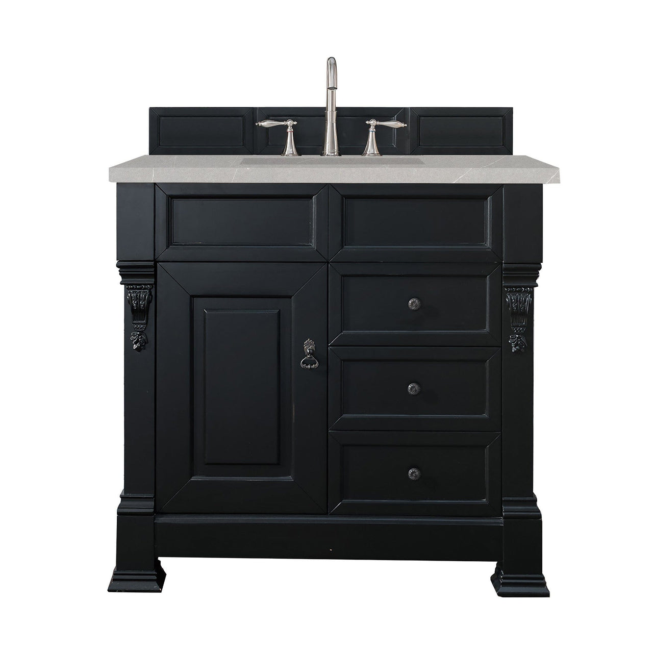 James Martin Brookfield 36" Single Vanity Vanities James Martin Antique Black w/ 3 CM Eternal Serena Quartz Top 