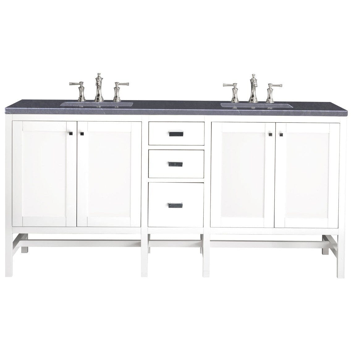 James Martin Addison 72" Double Vanity Vanity James Martin Glossy White w/ 3 CM Charcoal Soapstone Quartz Top 