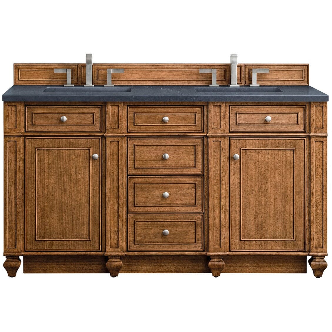 James Martin Bristol 60" Double Vanity Vanity James Martin Saddle Brown w/ 3 CM Charcoal Soapstone Quartz Top 