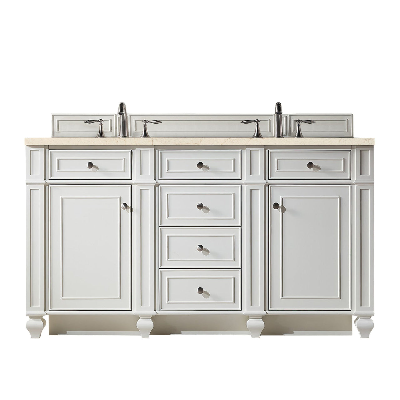 James Martin Bristol 60" Double Vanity Vanity James Martin Bright White w/ 3 CM Eternal Marfil Quartz Top 