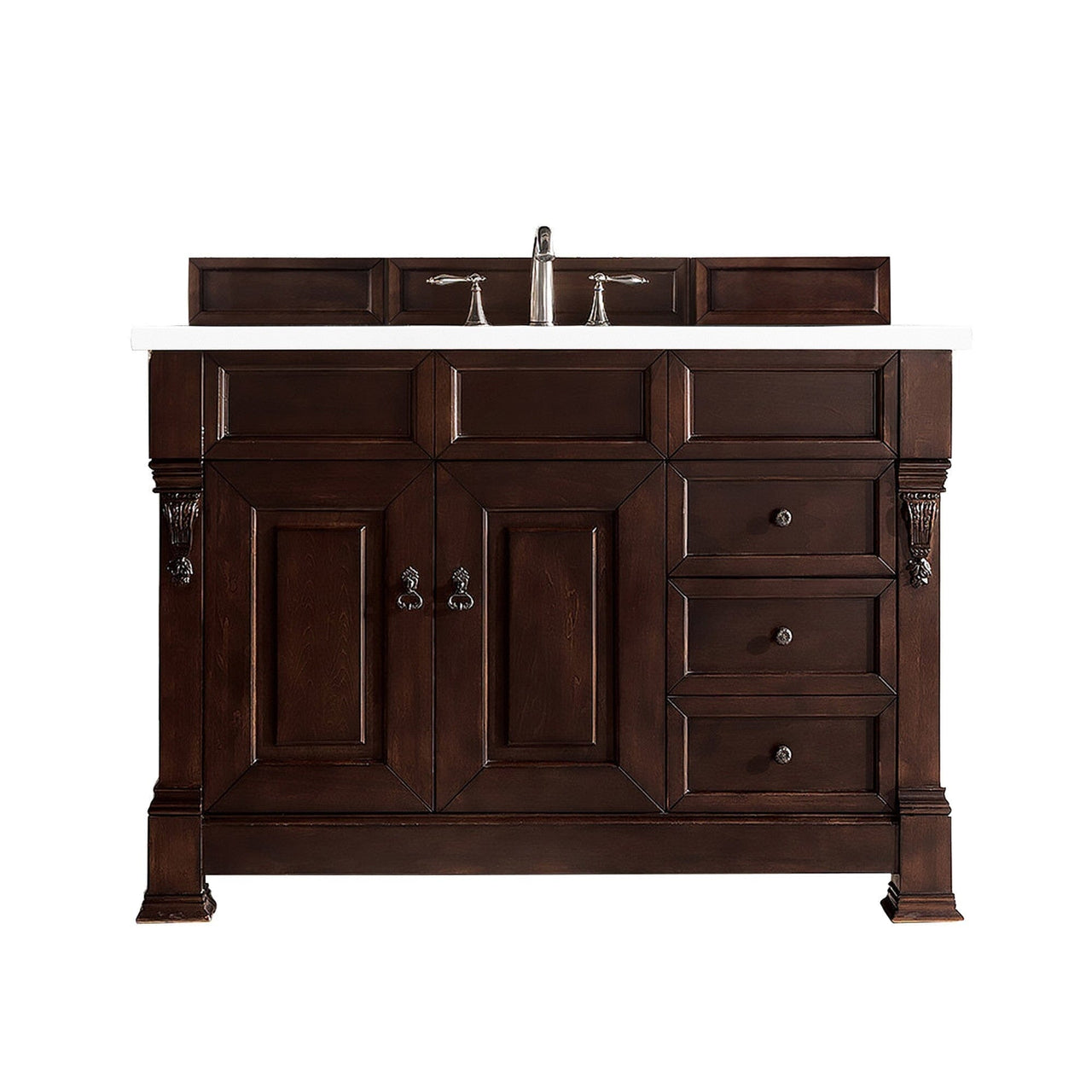James Martin Brookfield 48" Single Vanity Vanities James Martin Burnished Mahogany w/ 3 CM Classic White Quartz Top 