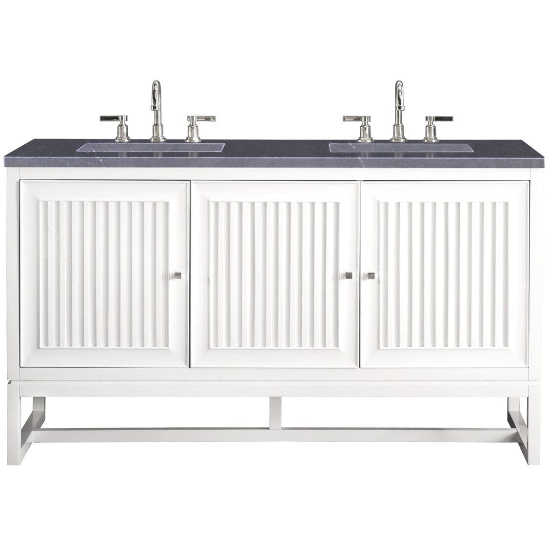 James Martin Athens 60" Double Vanity Vanity James Martin Glossy White w/ 3 CM Charcoal Soapstone Quartz Top 