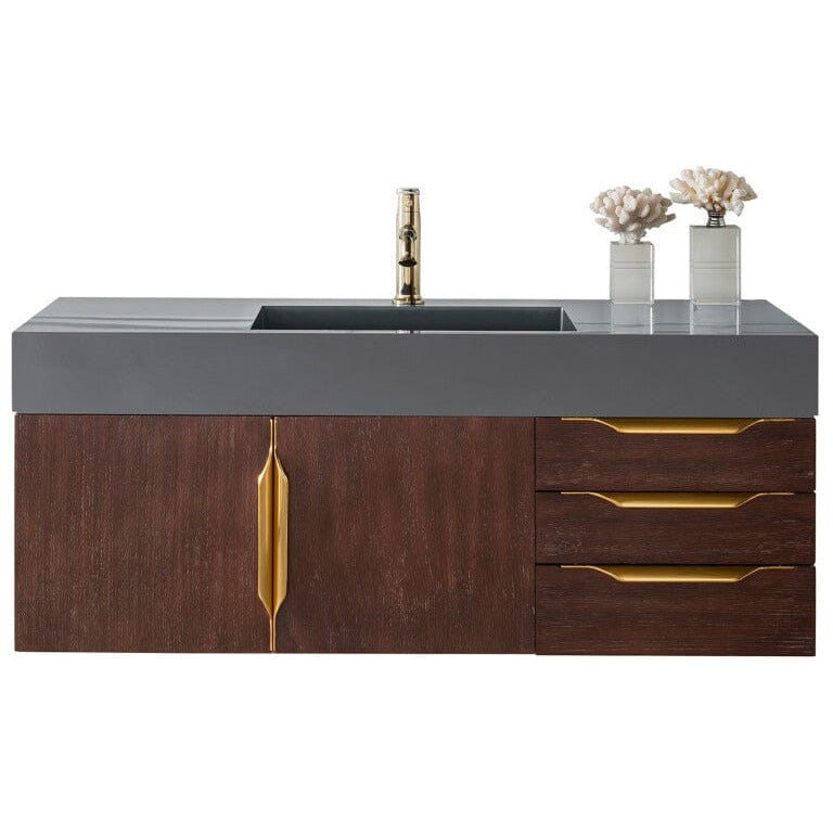 James Martin Mercer Island 48" Single Vanity Vanity James Martin Coffee Oak - Radiant Gold w/ Dusk Grey Glossy Composite Top 