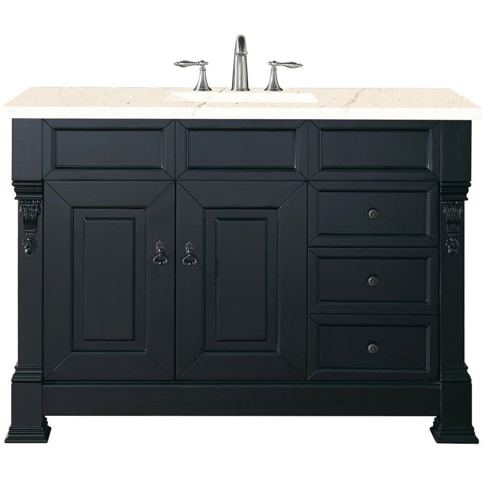 James Martin Brookfield 48" Single Vanity Vanities James Martin Antique Black w/ 3 CM Eternal Marfil Quartz Top 