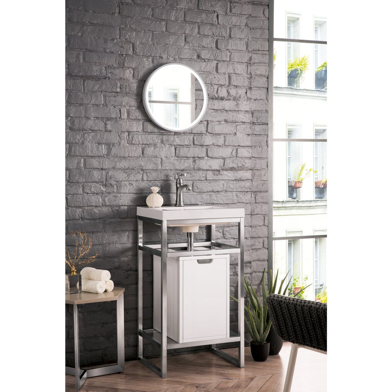 James Martin Boston 20" Stainless Steel Sink Console with Storage Cabinet Console James Martin 