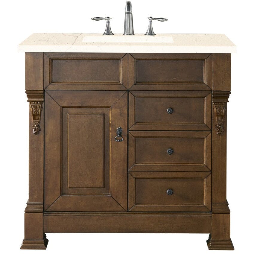 James Martin Brookfield 36" Single Vanity Vanities James Martin Country Oak w/ 3 CM Eternal Marfil Quartz Top 
