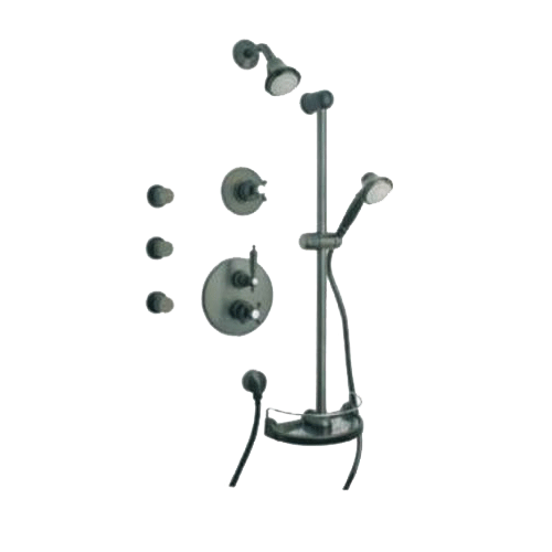 Latoscana Ornellaia Option 7 Thermostatic Valve In A Brushed Nickel finish bathtub and showerhead faucet systems Latoscana 