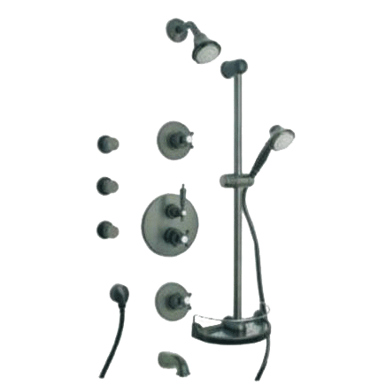 Latoscana Ornellaia Option 8 Thermostatic Valve In A Brushed Nickel Finish bathtub and showerhead faucet systems Latoscana 
