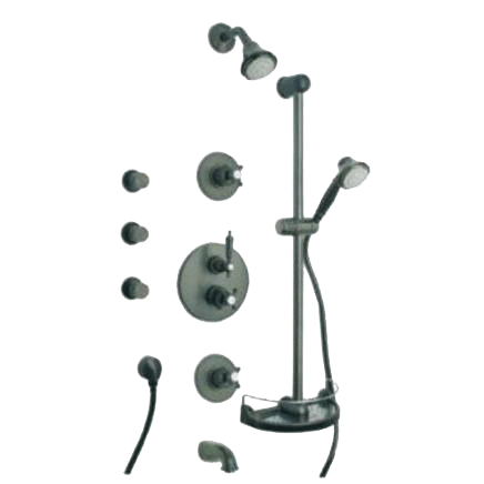 Latoscana Ornellaia Option 8 thermostatic valve shower system in a Chrome finish bathtub and showerhead faucet systems Latoscana 