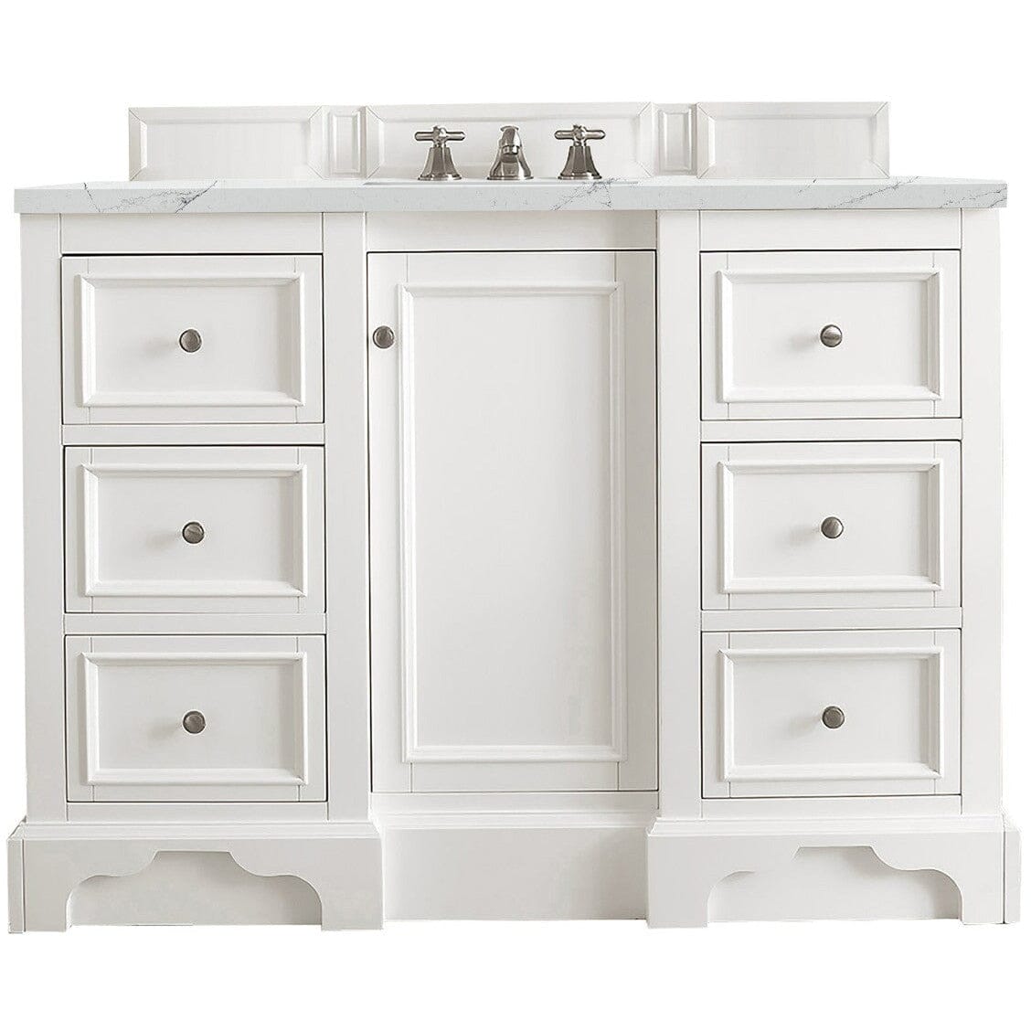 James Martin De Soto 48" Single Vanity Vanity James Martin Bright White w/ 3 CM Ethereal Noctis Quartz Top 