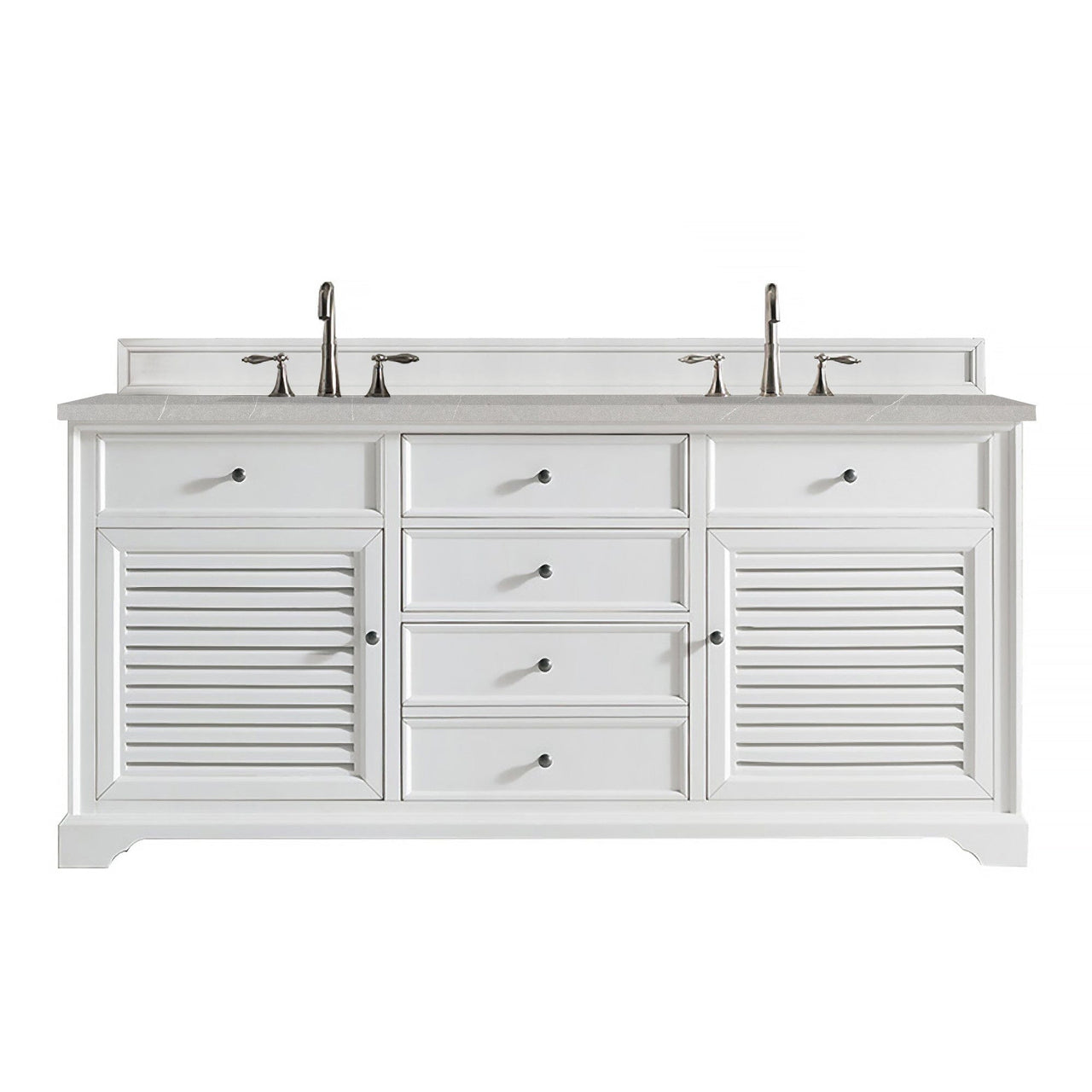 James Martin Savannah 72" Double Vanity Vanity James Martin Bright White w/ 3 CM Eternal Serena Quartz Top 
