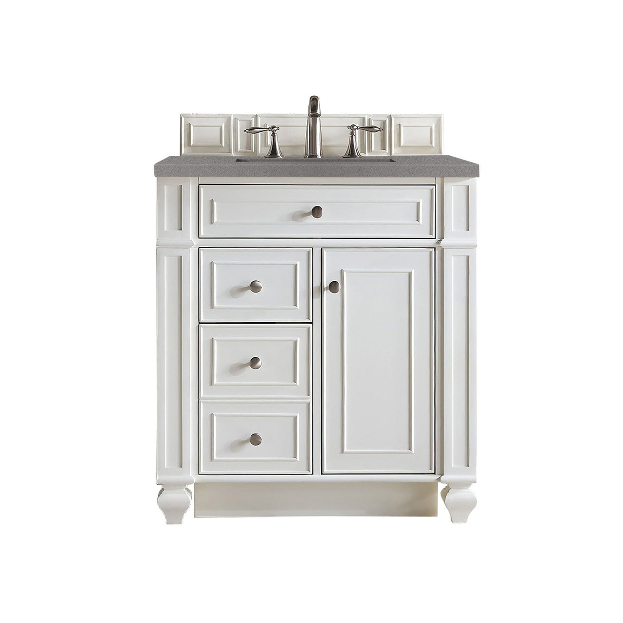 James Martin Bristol 30" Single Vanity Vanity James Martin Bright White w/ 3 CM Grey Expo Quartz Top 