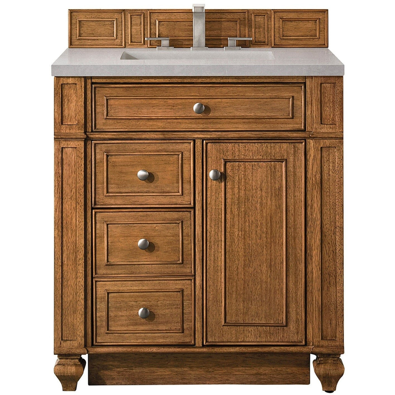 James Martin Bristol 30" Single Vanity Vanity James Martin Saddle Brown w/ 3 CM Eternal Serena Quartz Top 
