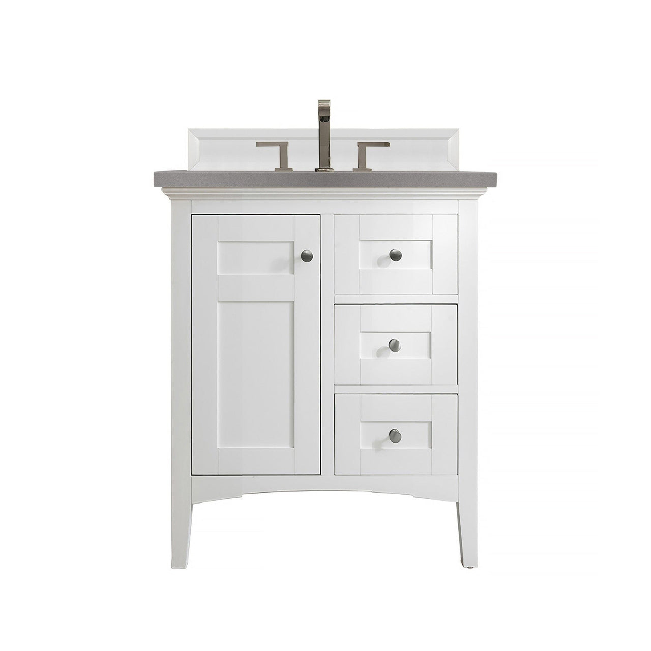 James Martin Palisades 30" Single Vanity Vanity James Martin Bright White w/ 3 CM Grey Expo Quartz Top 