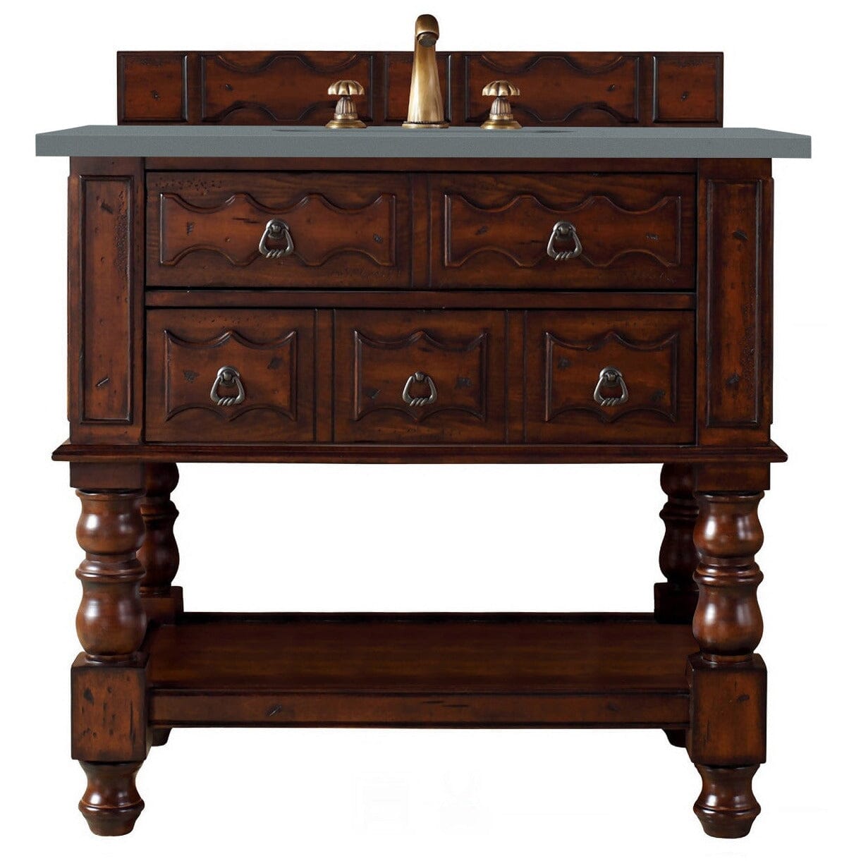 James Martin Castilian 36" Single Vanity Vanity James Martin Aged Cognac w/ 3 CM Cala Blue Quartz Top 