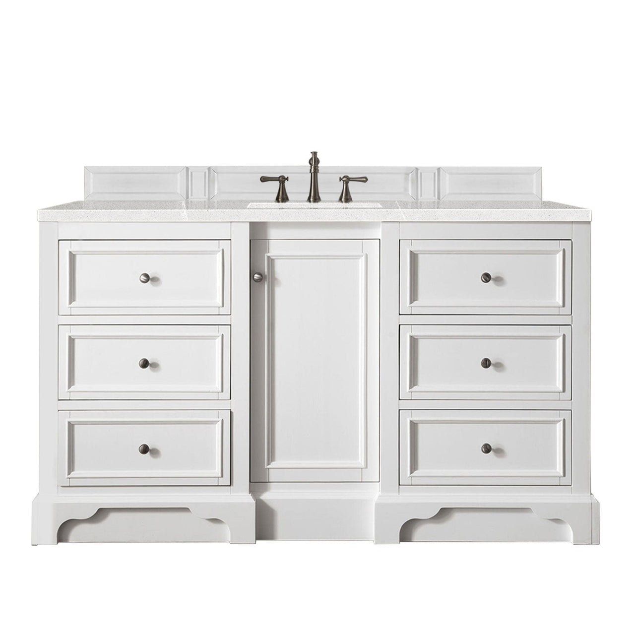 James Martin De Soto 60" Single Vanity Vanity James Martin Bright White w/ 3 CM Eternal Serena Quartz Top 